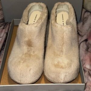 Charles & Keith Cream Tan Mules with Plush Comfort